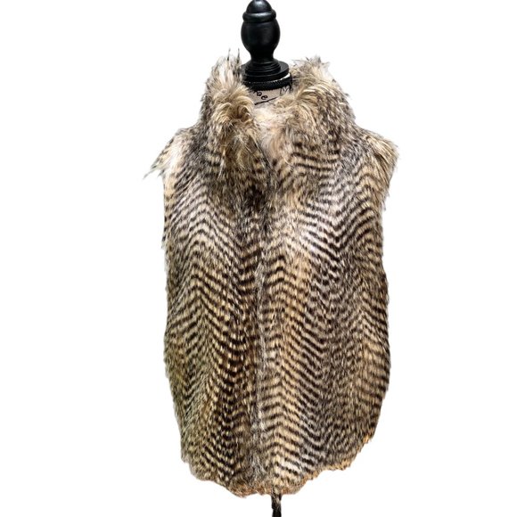 Joe Fresh Faux Fur Hip Length Vest Women's Size L - Picture 6 of 12